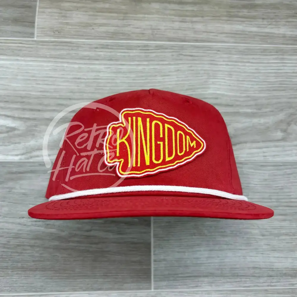 Kansas City Chiefs Kingdom Patch On Red Retro Hat W/White Rope 1