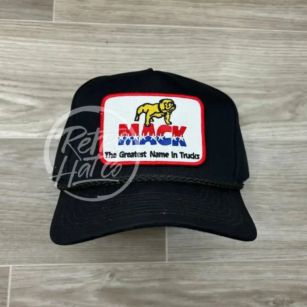 Mack Trucks Patch On Tall Black Retro Rope Hat 1