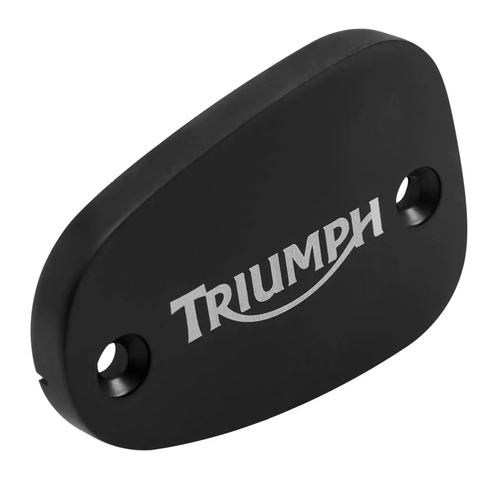 Motone Billet Brake Fluid Reservoir Master Cylinder Cap - Triumph Logo - Black 1