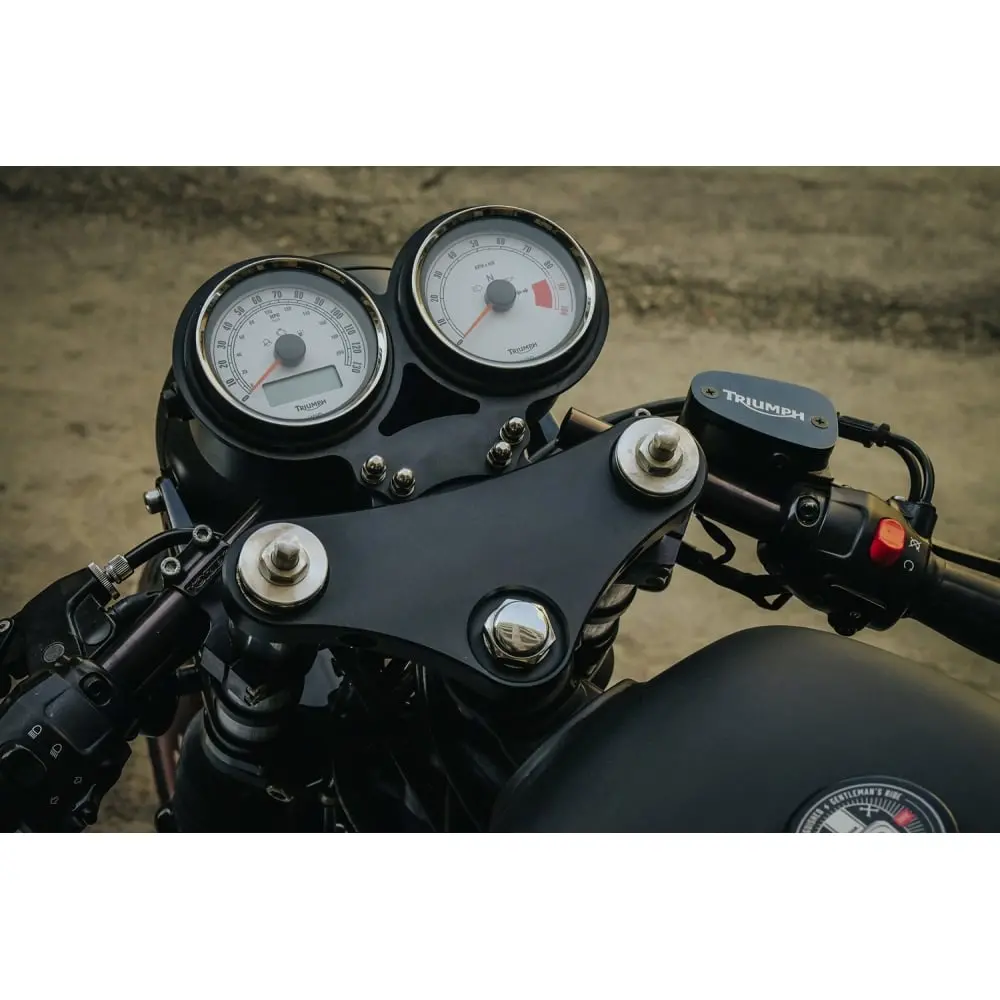 Motone Billet Brake Fluid Reservoir Master Cylinder Cap - Triumph Logo - Black 2