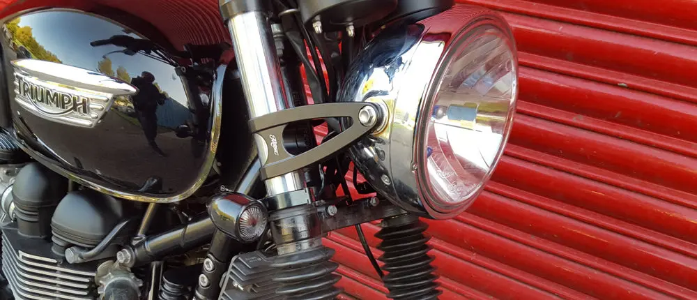 Motone 39Mm Wrap Around Front Turn Signal Brackets - Black Or Chrome 2