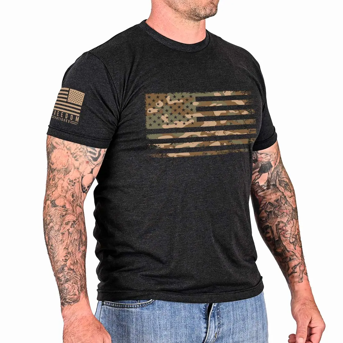 Men's Camo American Flag Patriotic T-Shirt 1