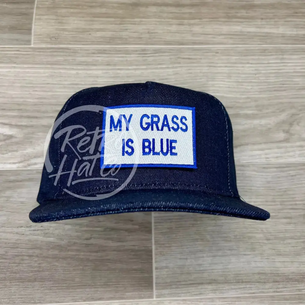 My Grass Is Blue On Raw Denim Retro Hat 1