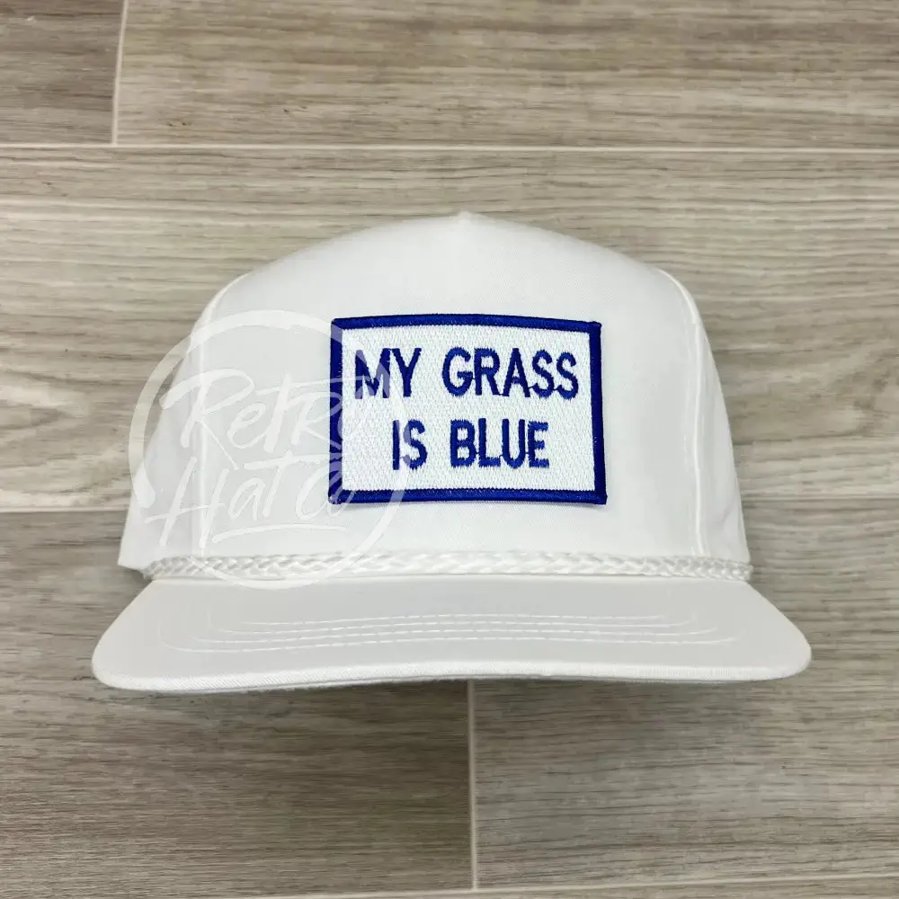 My Grass Is Blue On White Classic Rope Hat 1