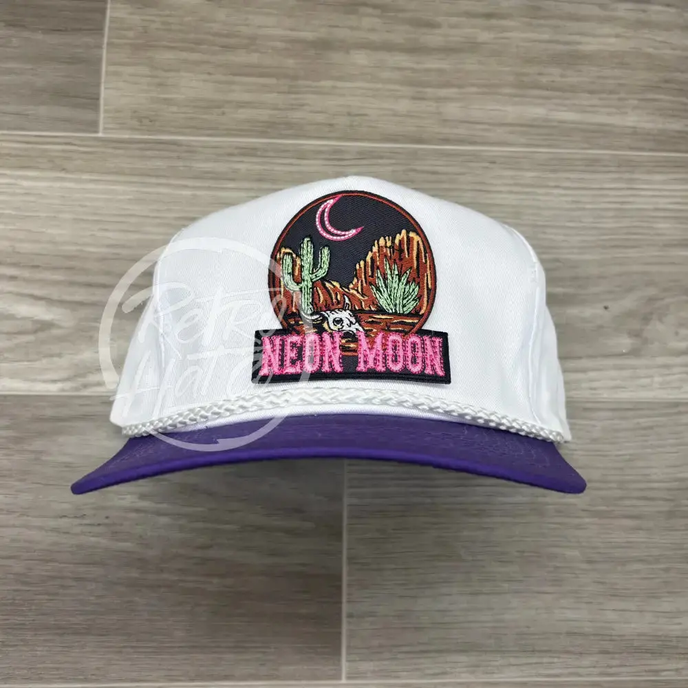 Neon Moon Patch On White/Purple Retro Rope Hat 1