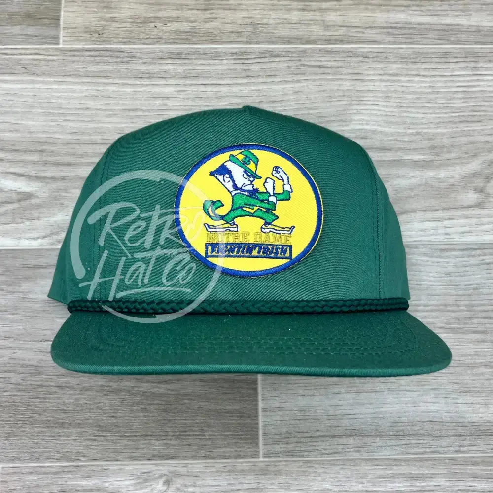 Notre Dame Fighting Irish (Leprechaun) On Green Classic Rope Hat 1