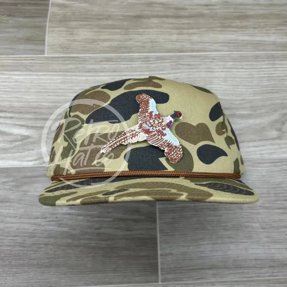 Pheasant On Green Old School / Duck Camo Rope Hat 1