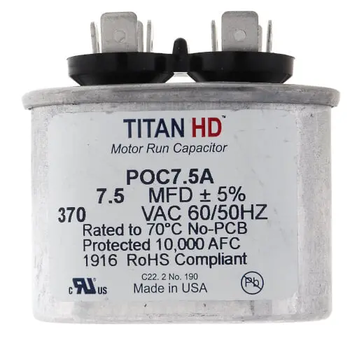 (Lot Of 3) Titan Poc7.5A Hd Run Capacitor 7.5 Mfd 370 Volt Oval - New In Box 1