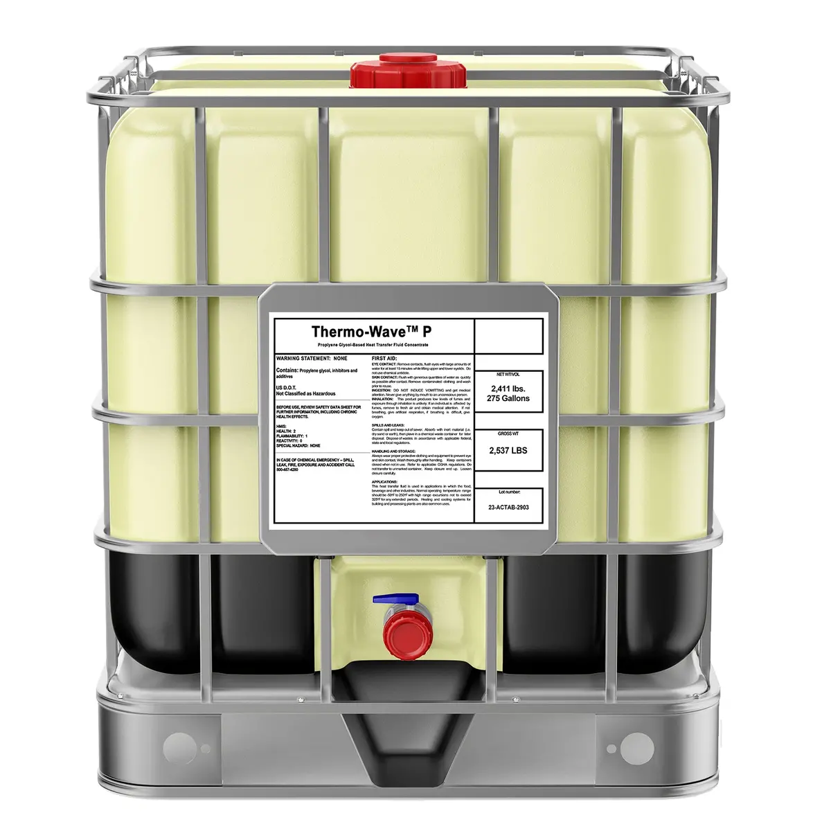 Industrial Grade Propylene Glycol Heat Transfer Fluid Inhibited - 100% Concentrate - 275 Gallon Tote 1