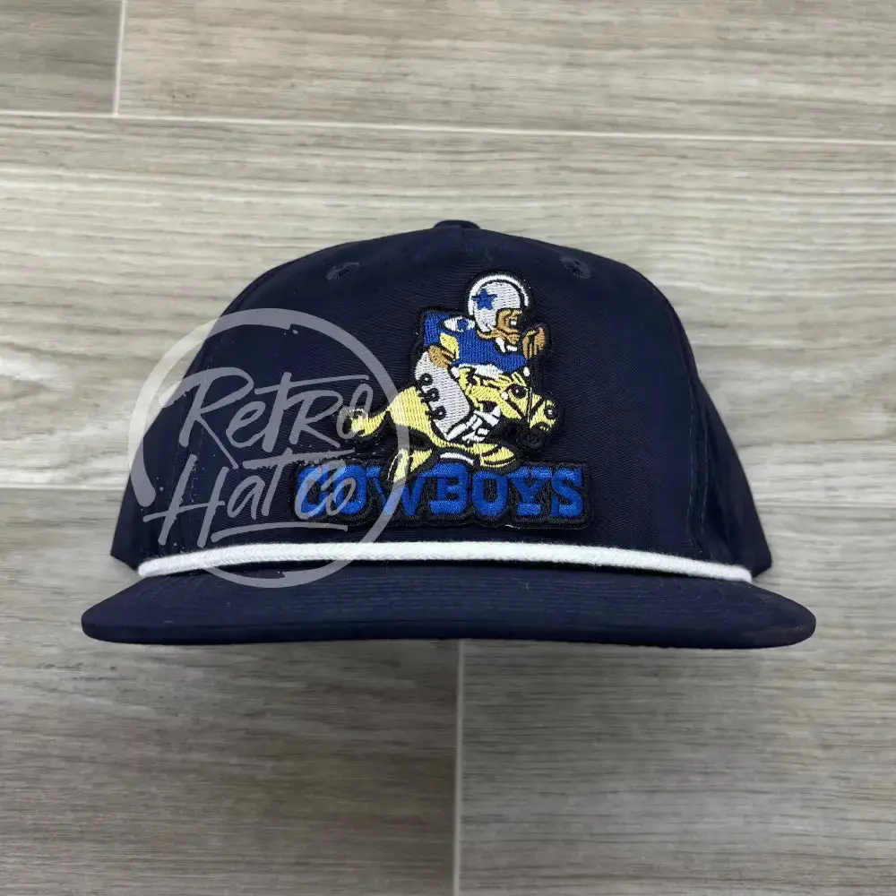Retro 70S Dallas Cowboys (Horse) On Navy Blue Hat W/White Rope 1
