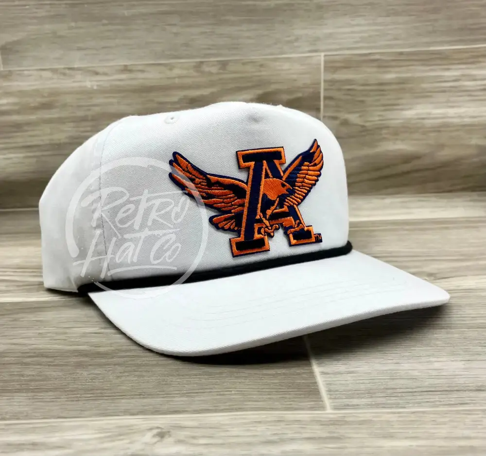 Retro Auburn War Eagle Patch On White Retro Hat With Black Rope 1