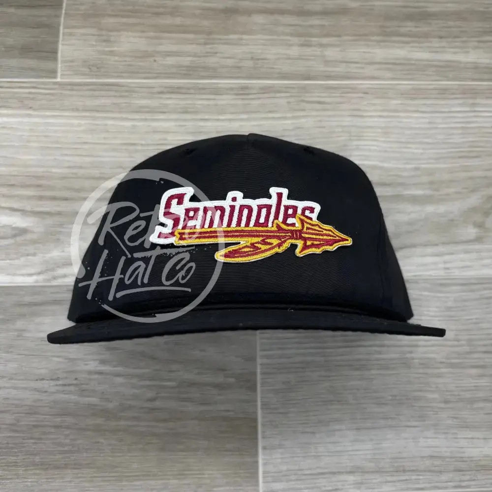 Retro Florida State / Fsu Seminoles Patch On Black Retro Rope Hat 1
