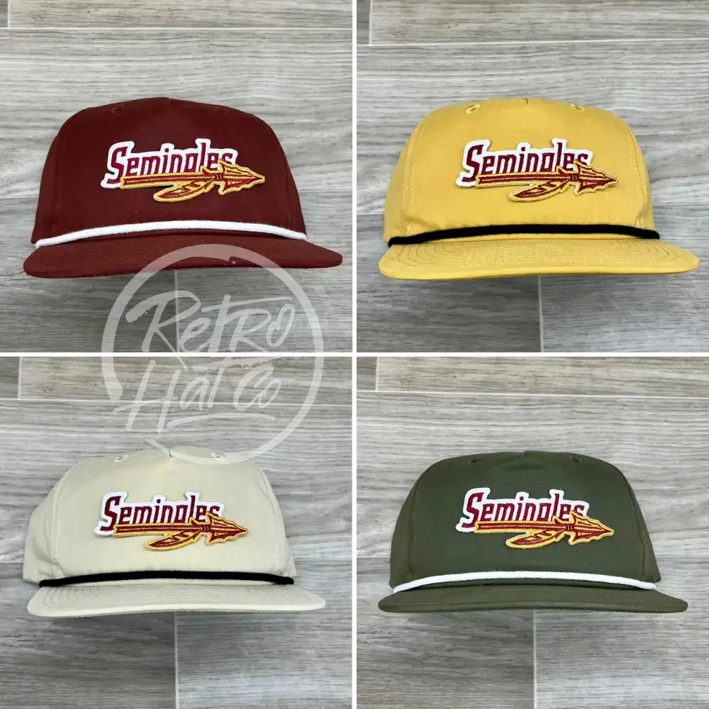 Retro Florida State / Fsu Seminoles Patch On Retro Rope Hat 1