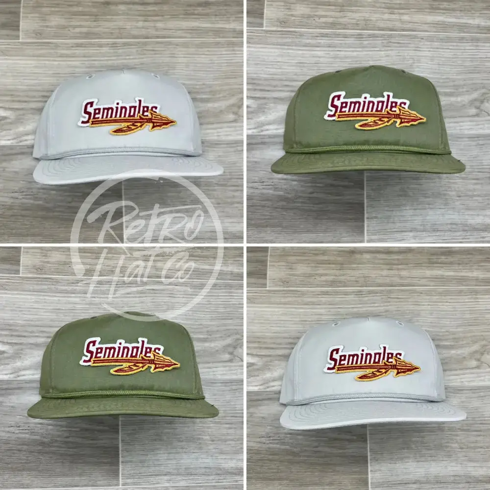Retro Florida State / Fsu Seminoles Patch On Solid Retro Rope Hat 1