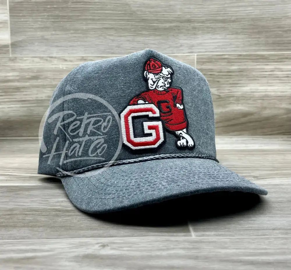 Retro Georgia Bulldogs Patch On Stonewashed Charcoal Retro Rope Hat 1