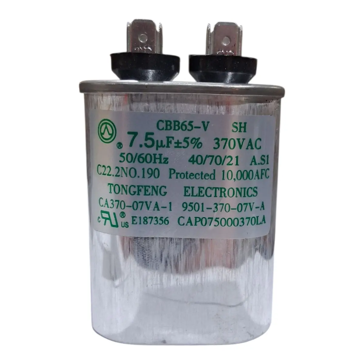 Tongfeng, 7.5 Μf, 370Vac, Run Capacitor, Cbb65-V 1