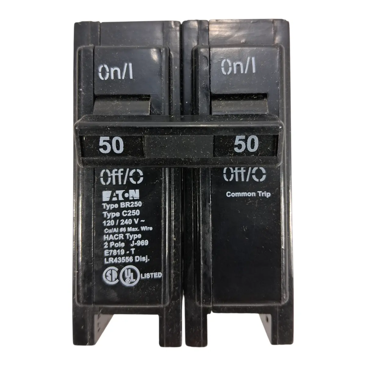 Eaton Br250 — 50A 2‑Pole Plug‑On Circuit Breaker, 120/240V 1