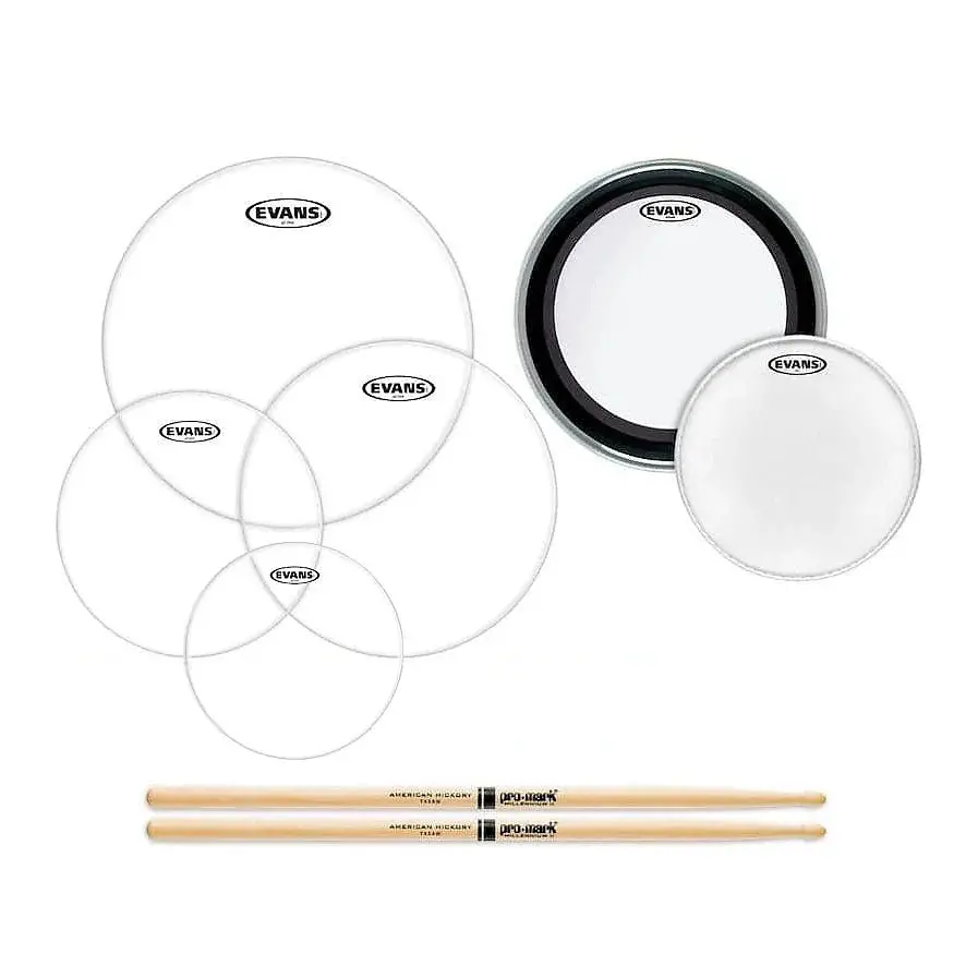 Evans - American Upgrade - Drumhead Pack - 10/12/14/22 W/Free 14" & 5A Sticks (Epp-Amup-F2-5A) 1