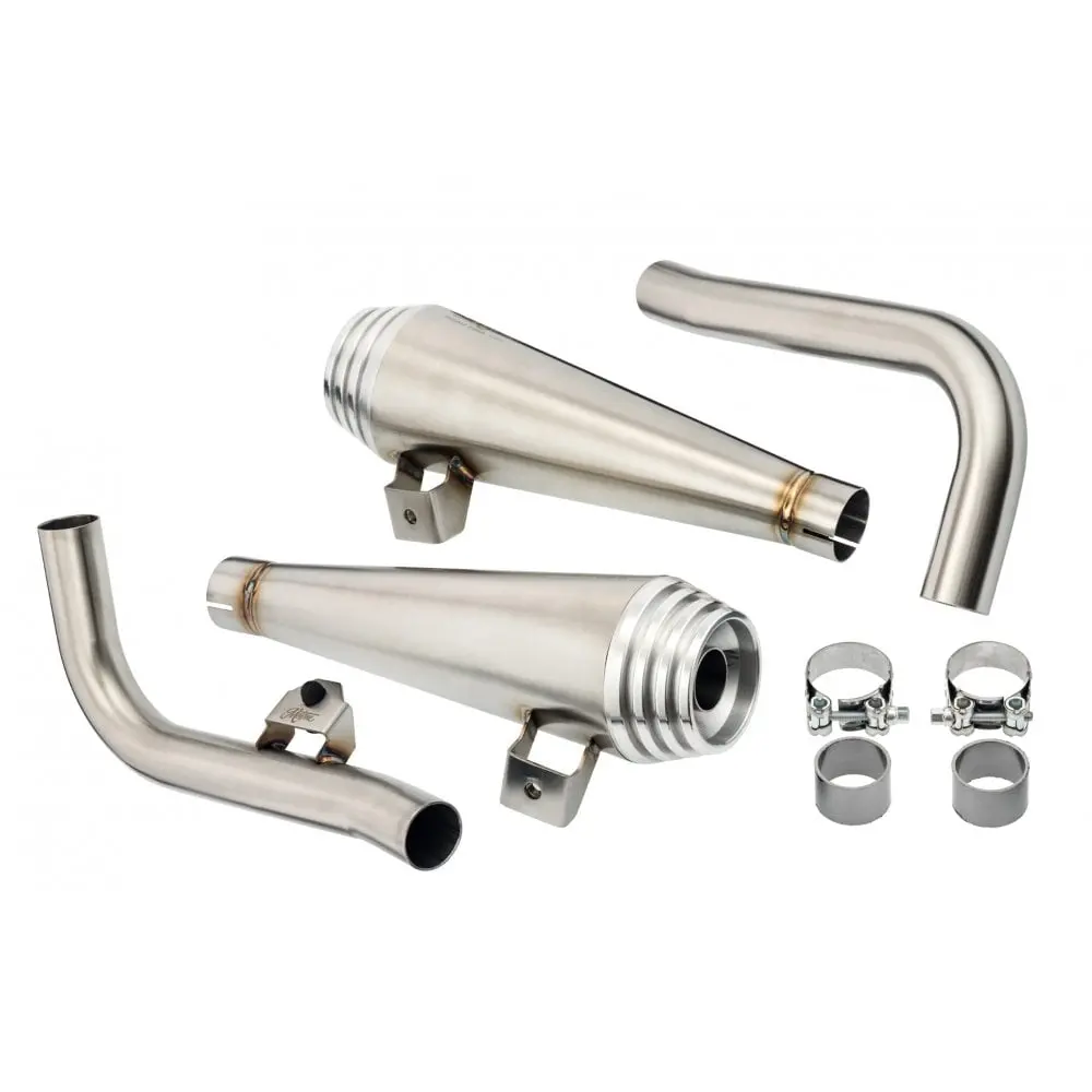 Motone Saturn V Exhaust / Slip Ons - Brushed Stainless - 2017+ Triumph Bobber And Speedmaster 1