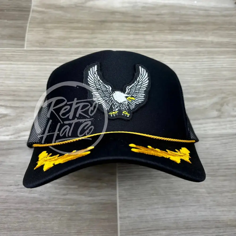 Screaming Eagle / Biker Patch On Black Meshback Trucker Hat W/Scrambled Eggs 1