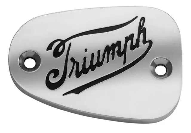 Motone Billet Brake Fluid Reservoir Master Cylinder Cap - Vintage Triumph Logo - Polished 1
