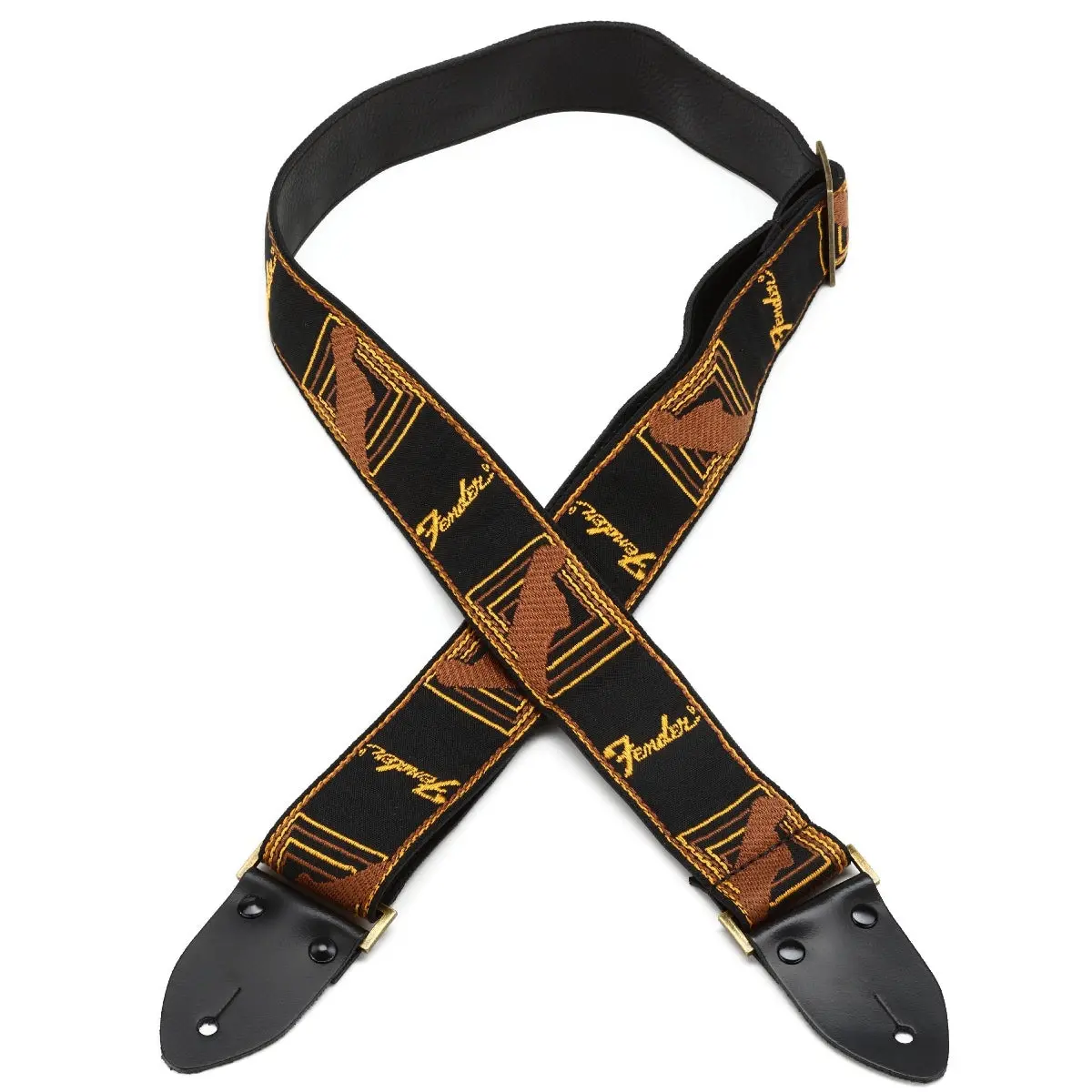 Fender - Legacy Monogrammed Strap - Black/Brown/Yellow 1