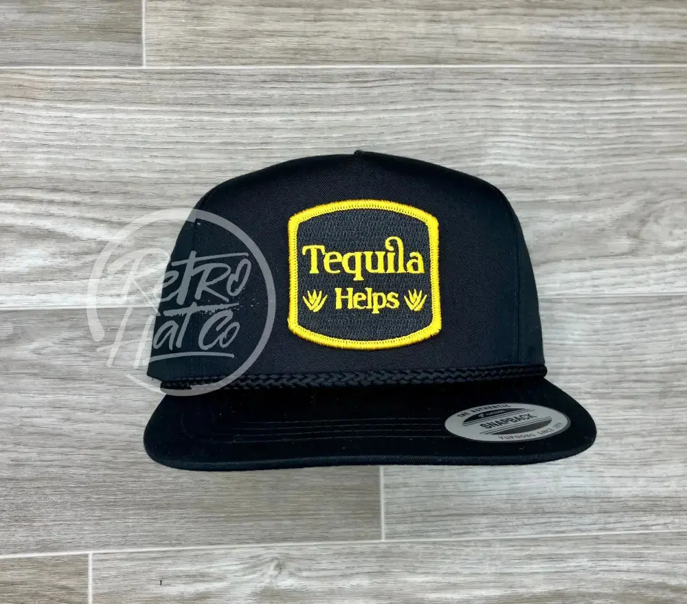Tequila Helps On Black Classic Rope Hat 1