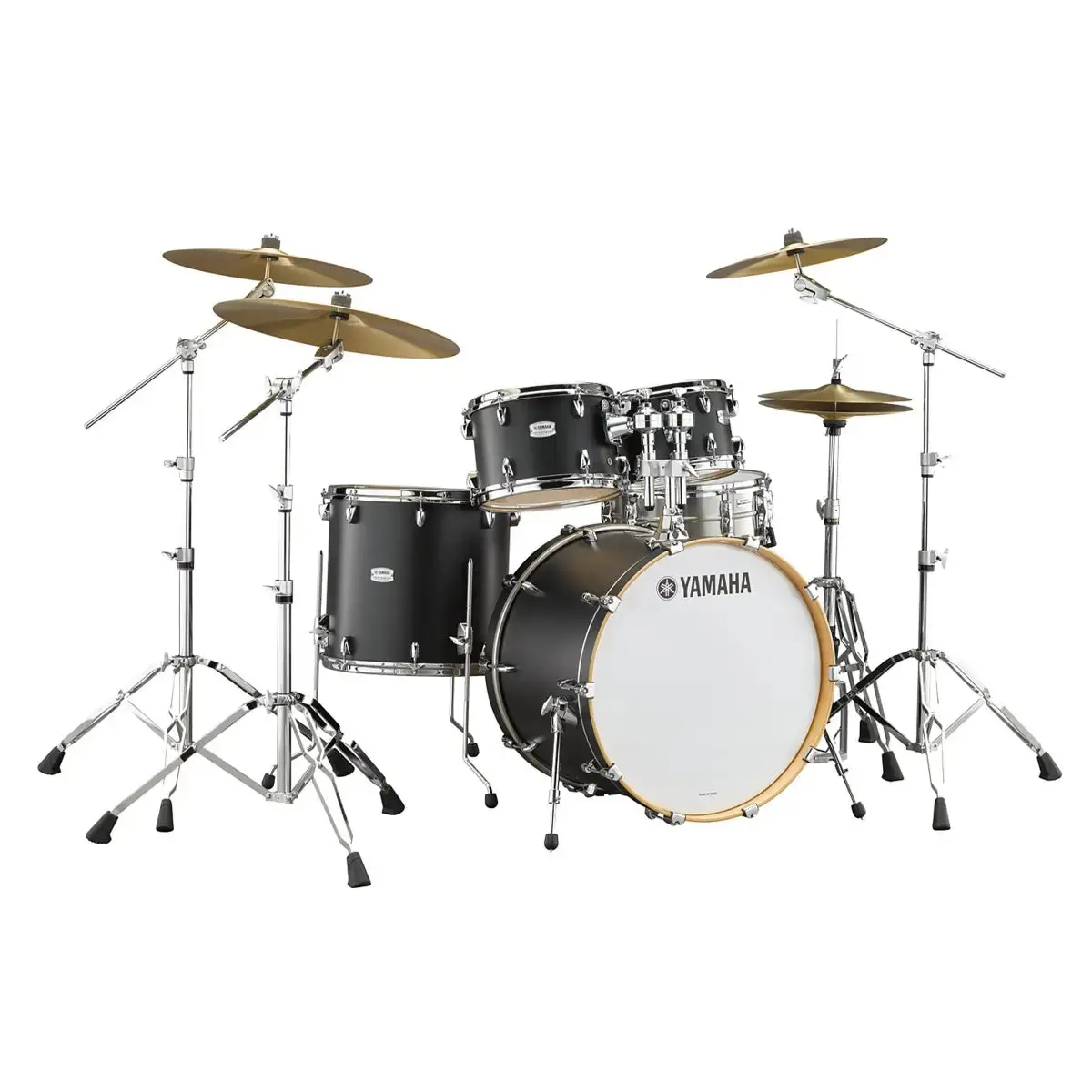 Yamaha Tour Custom - Maple 4-Piece Shell Pack W/22" Bass Drum -Discounted-  Licorice Satin Black Finish 1