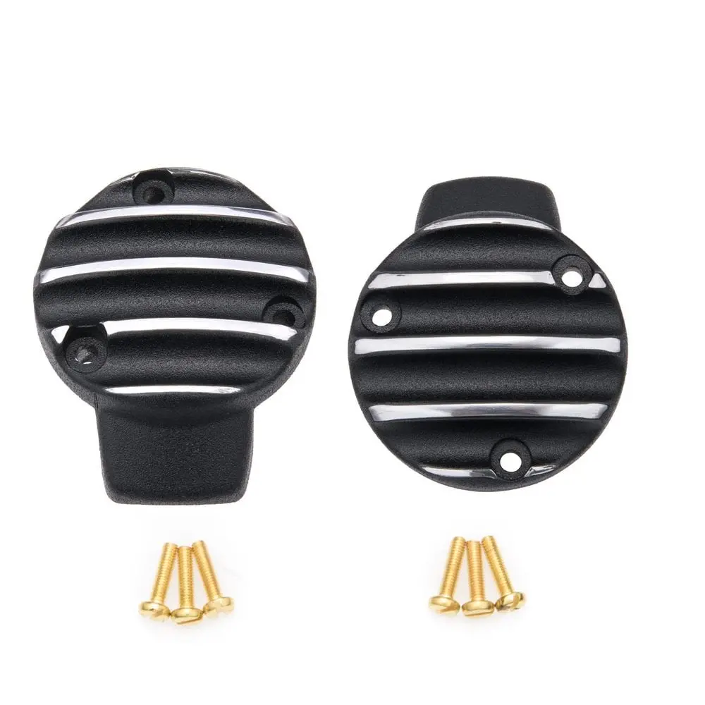 Motone Throttle Body Side Covers - Ribbed - Black With Polished Fins 1