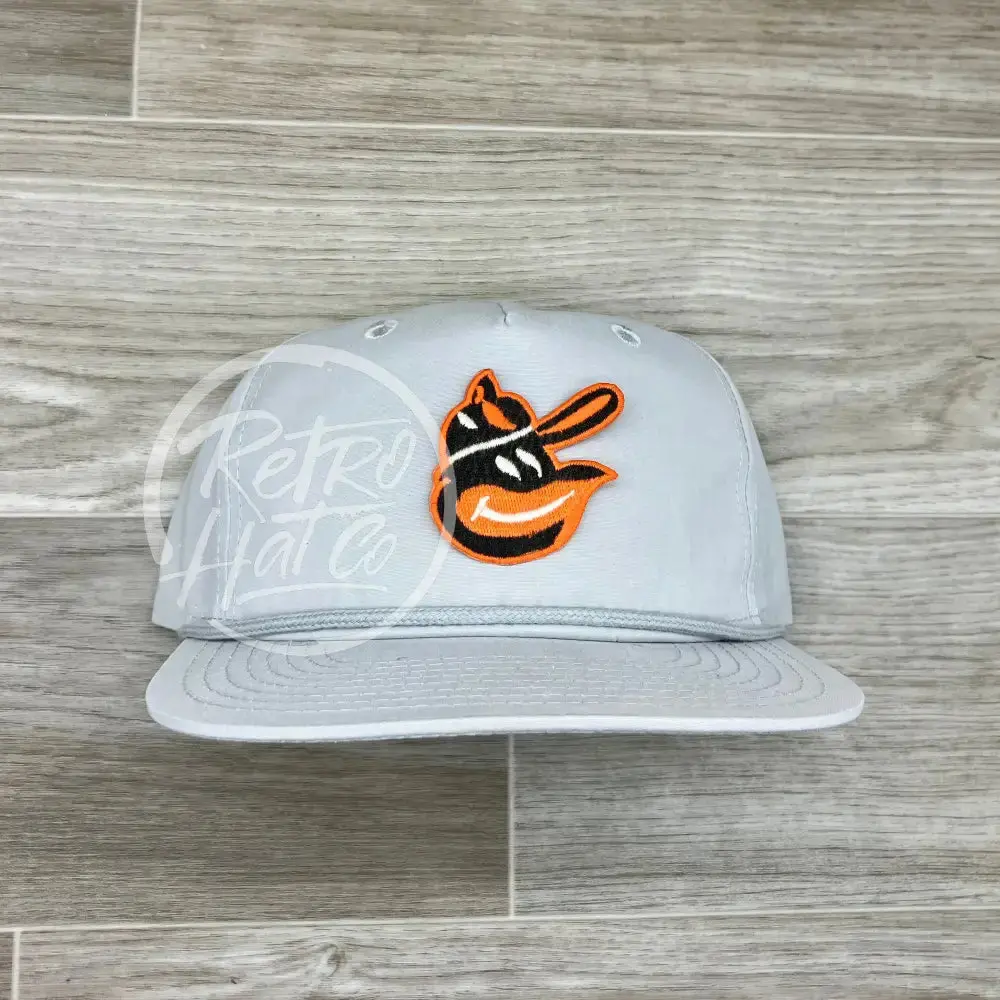 Vintage 90S Baltimore Orioles Patch On Smoke Gray Retro Rope Hat 1