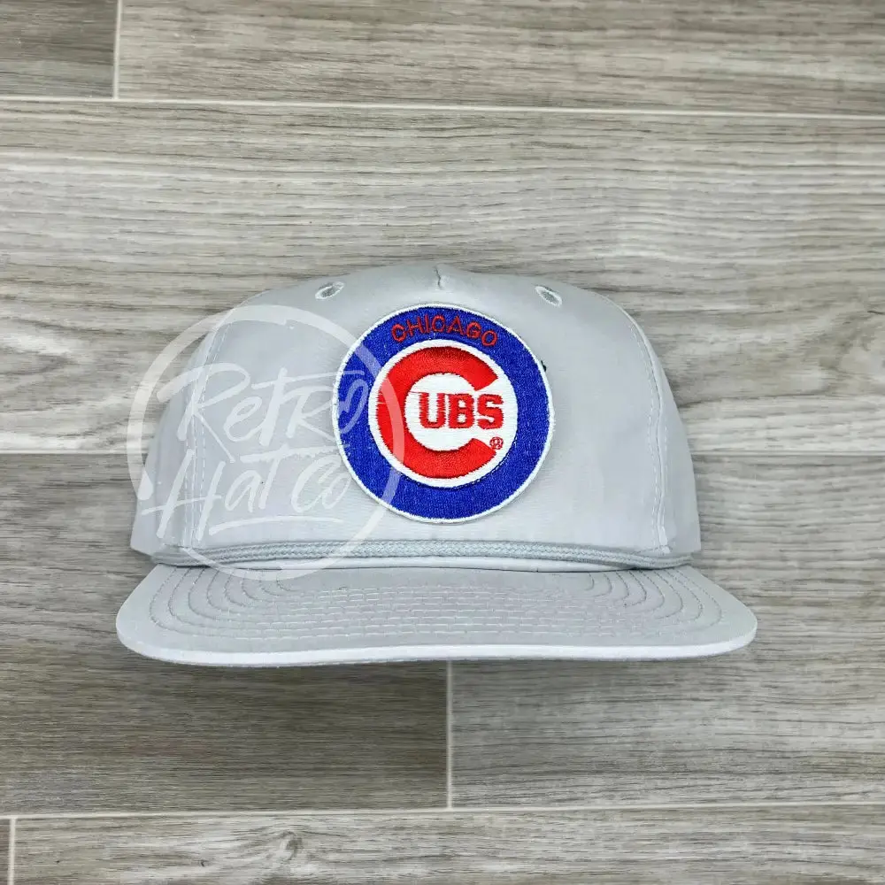 Vintage 90S Chicago Cubs Patch On Smoke Gray Retro Rope Hat 1