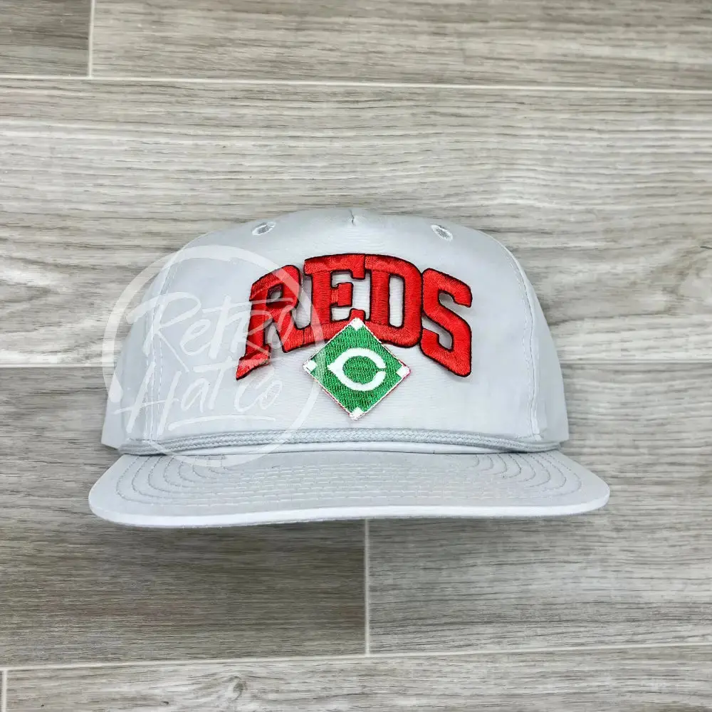 Vintage 90S Cincinnati Reds (Red) Patch On Smoke Gray Retro Rope Hat 1