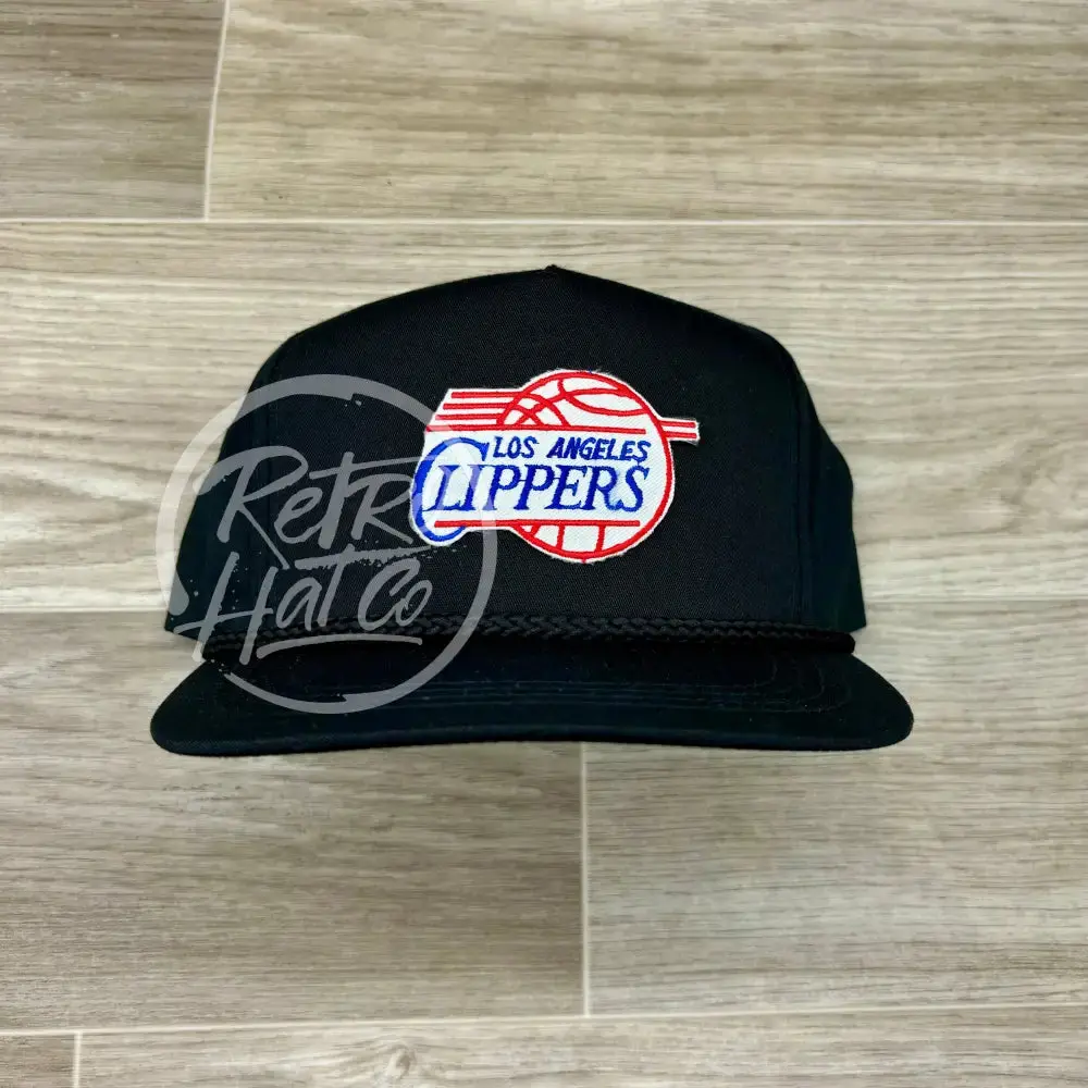 Vintage 90S Los Angeles Clippers Patch On Black Classic Retro Rope Hat 1