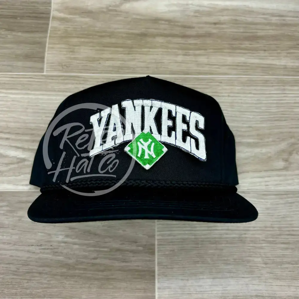 Vintage 90S New York Yankees (White Arch) Patch On Black Classic Rope Hat 1