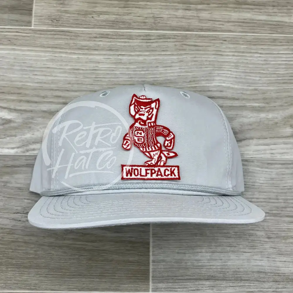 Vintage 90S North Carolina / Nc State Wolfpack On Solid Smoke Gray Retro Rope Hat 1