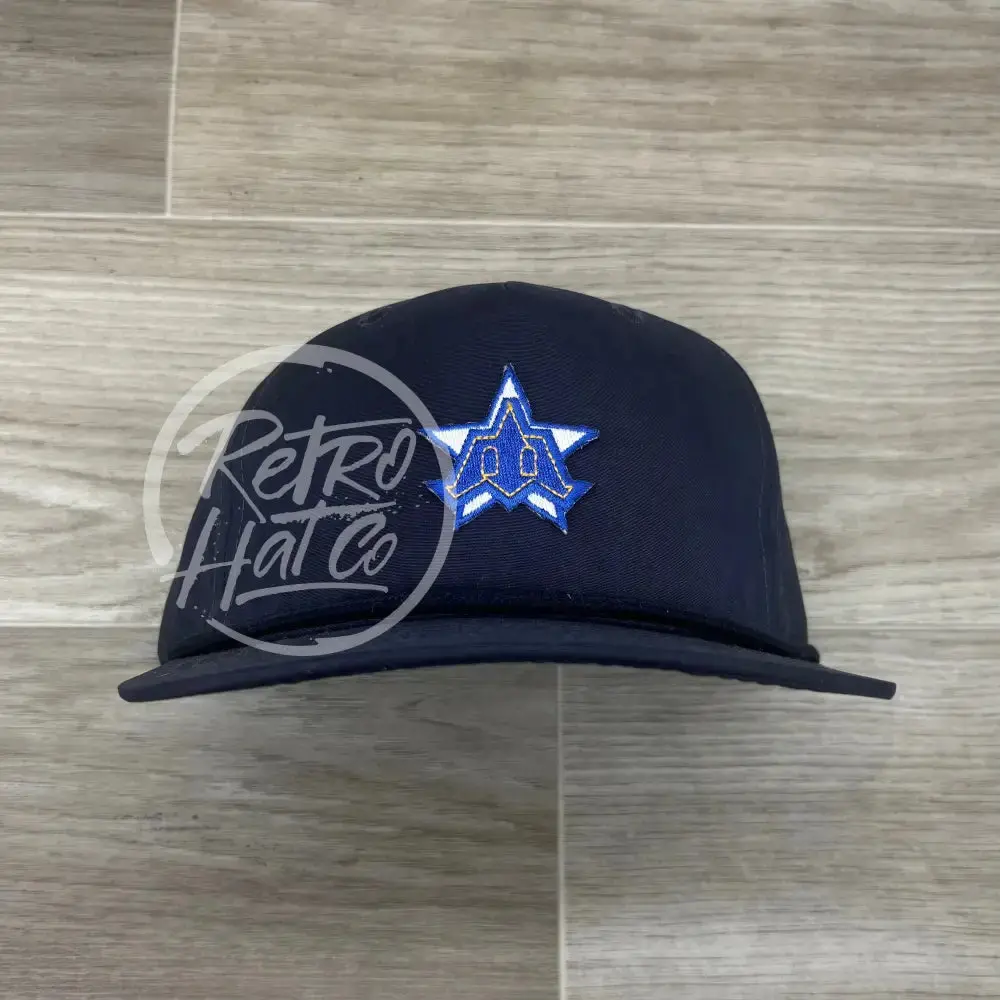 Vintage 90S Seattle Mariners M On Navy Blue Retro Rope Hat 1