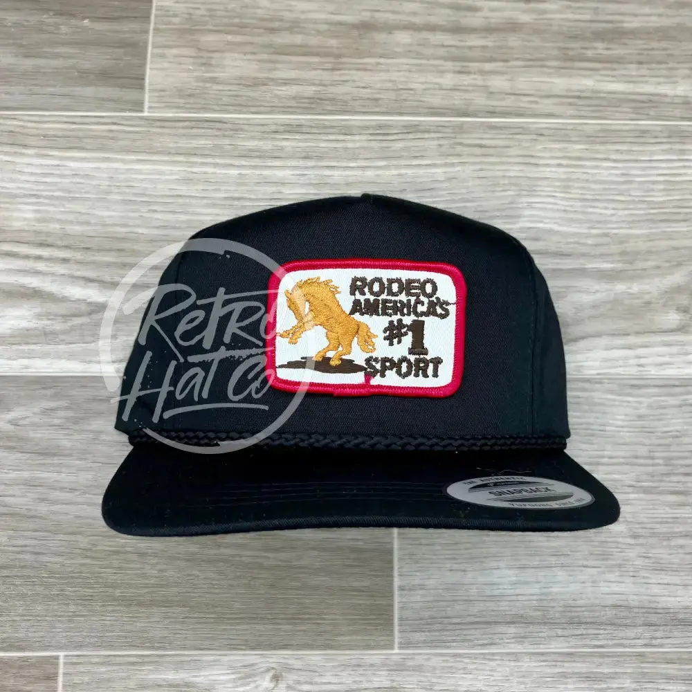 Vintage Rodeo #1 Sport (Pink Border) On Black Classic Rope Hat 1