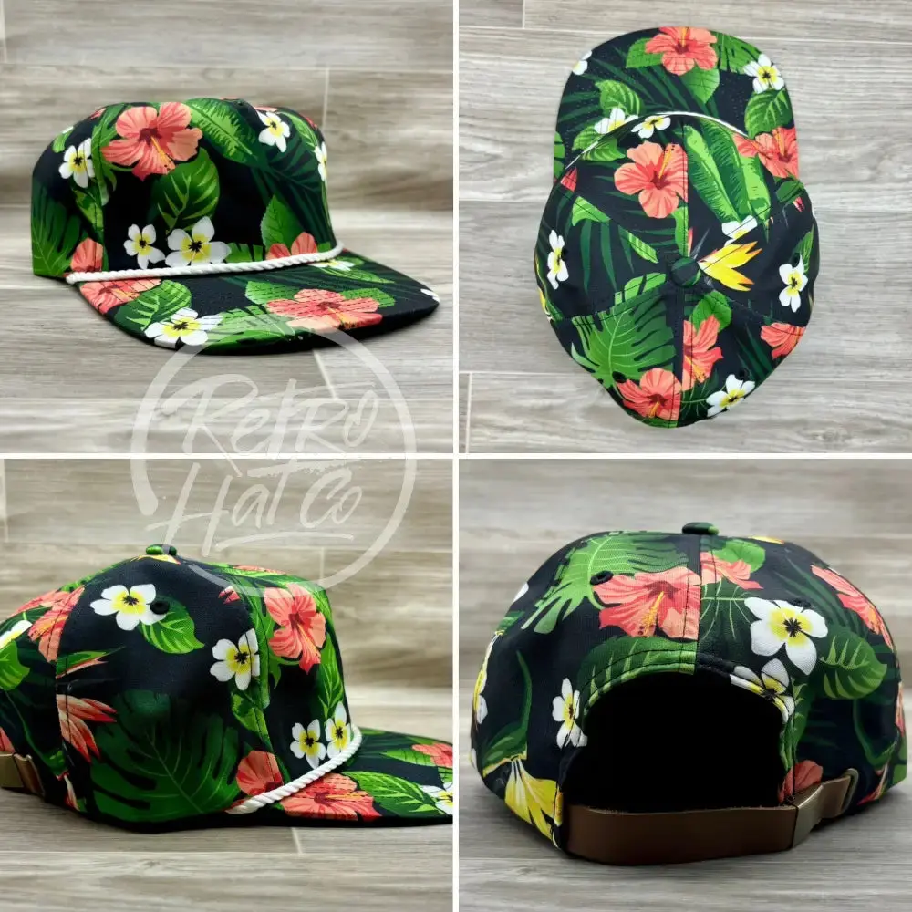 Women Want Me / Fish Fear Me On Black Hawaiian Retro Rope Hat W/Leather Strap Back 2