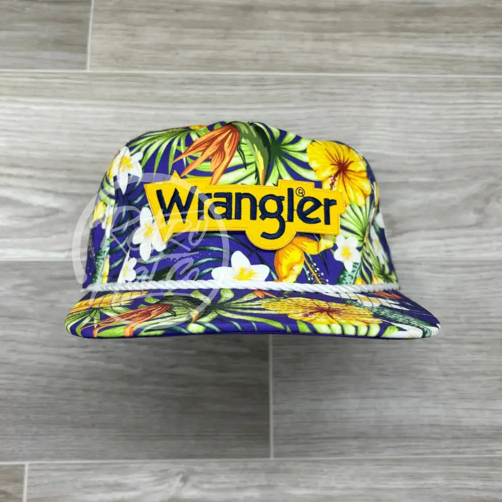 Wrangler On Purple Hawaiian Retro Rope Hat W/Leather Strap Back 1