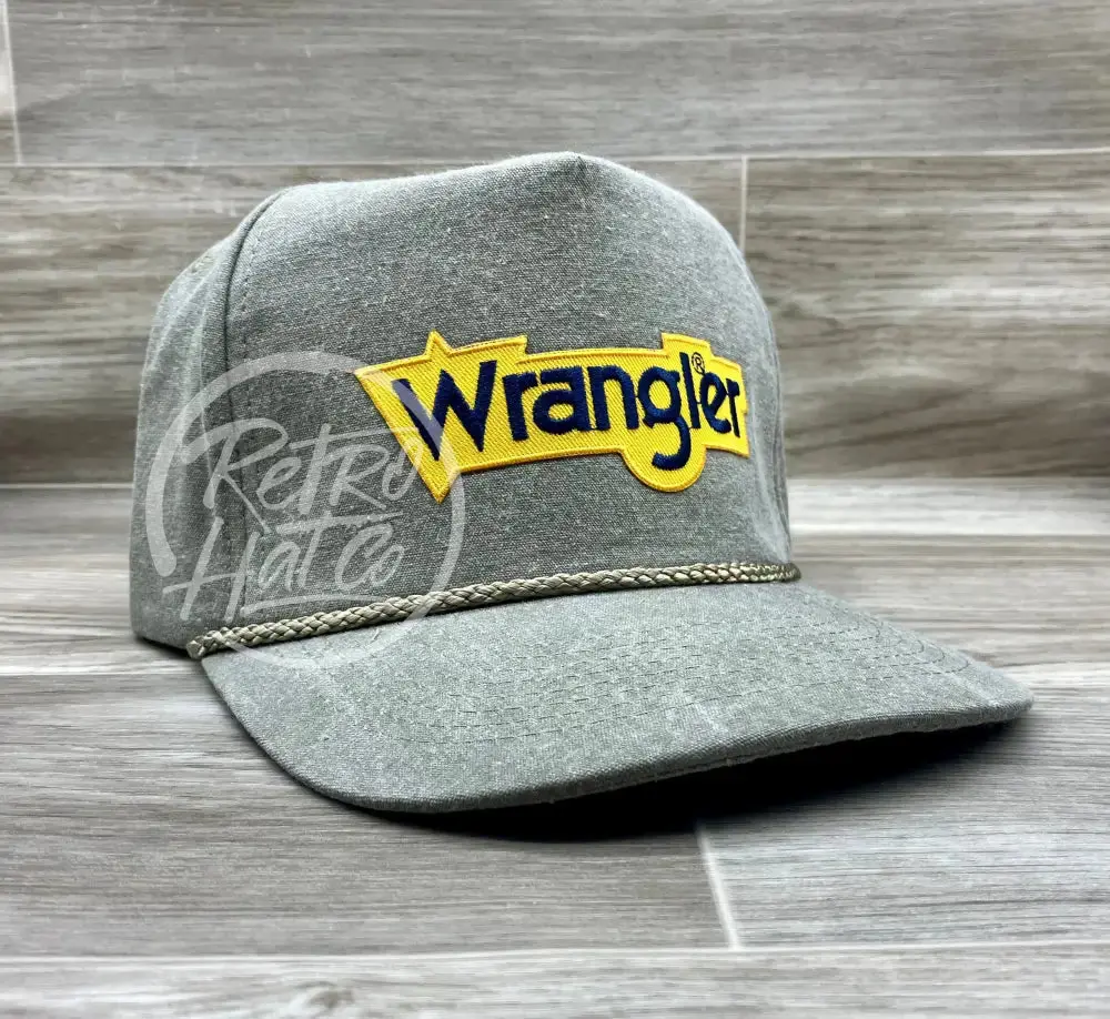 Wrangler Patch On Stonewashed Sand Retro Rope Hat 1
